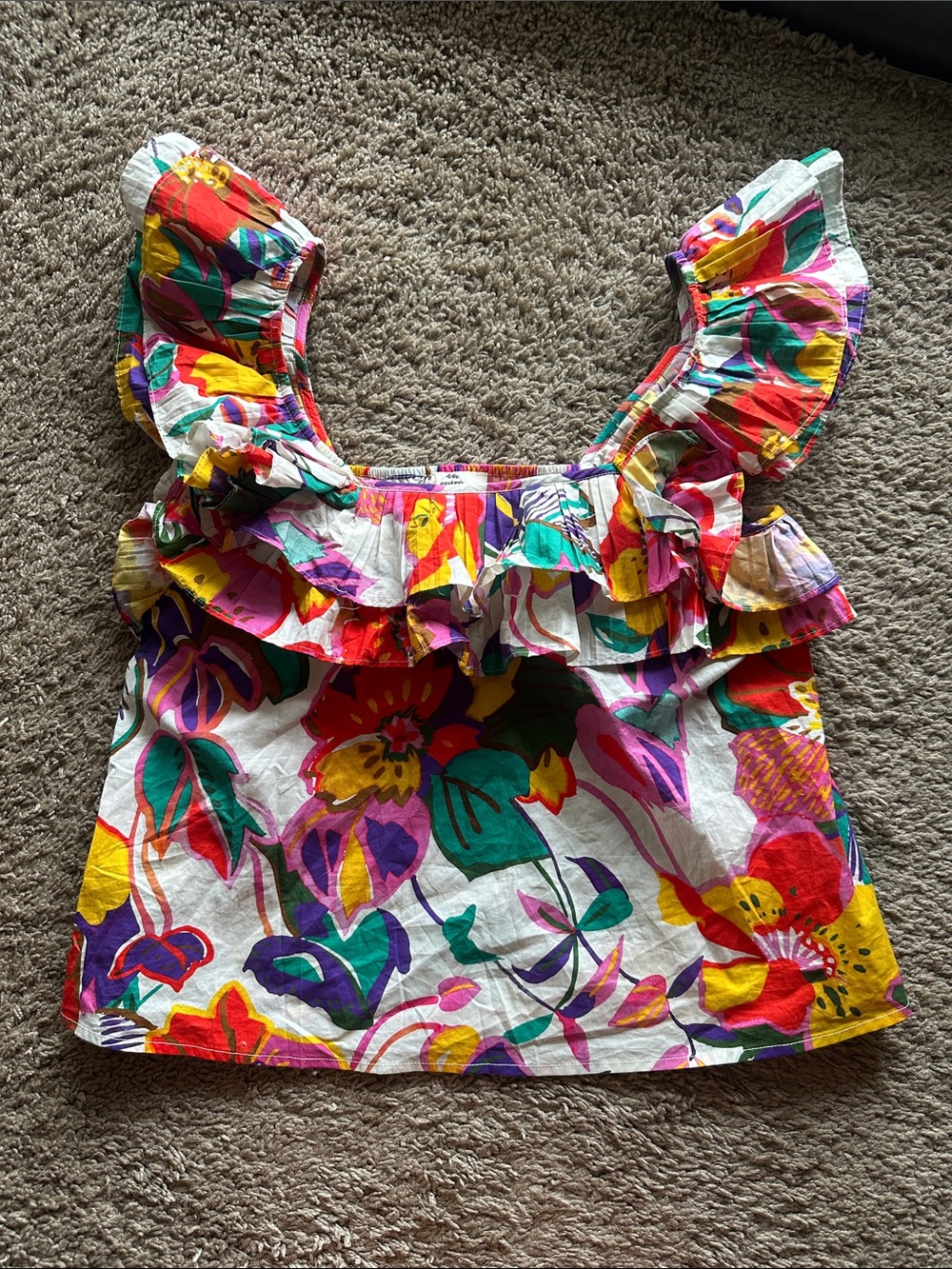 Entro Multicolor Floral Ruffle Tank - Picture 2 of 6
